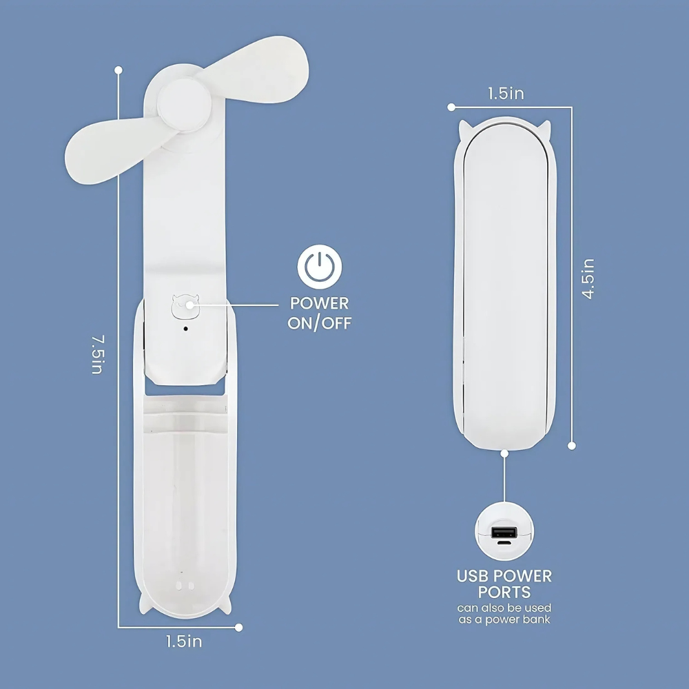 PORTABLE PHONE CHARGER HAND FAN COMBO