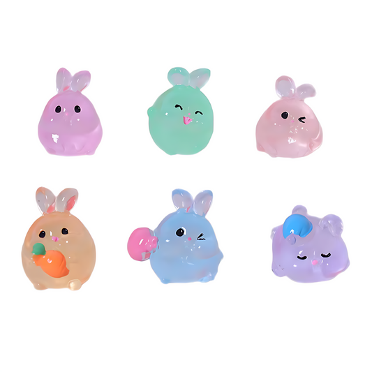 ASSORTED GLOWING RESIN RABBITS (50PC)